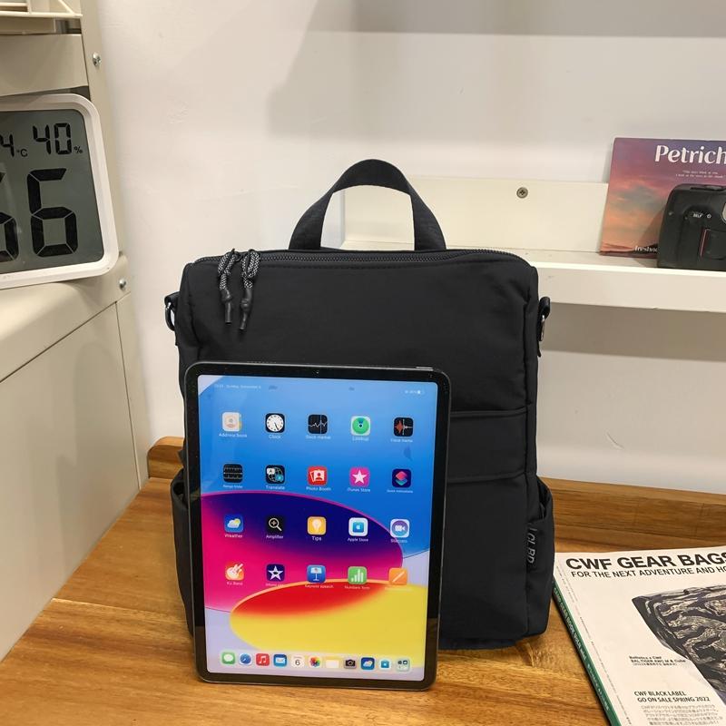 Men Nylon Backpack Solid Color Women Small Backpack