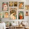Art Nouveau Retro Poster Abstract Wallpaper Print Canvas Painting Wall Art Picture for Living Room Home Decor Aesthetic Mural
