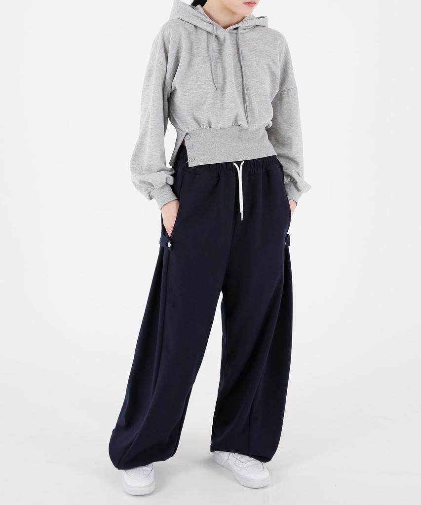 UMM Women'S Snap Button Wide Balloon Sweatpants Navy