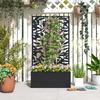 Metal Garden Bed with Trellis, Wall Mounted or Freestanding Raised Planter with Privacy Panel, Black
