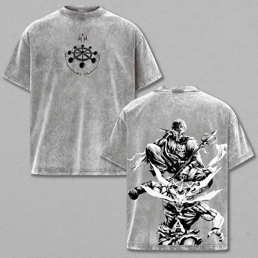 Ryomen Sukuna Makora Anime T Shirt Jujutsu Kaisen Washed Oversized T-shirt For Men's Clothing Summer Short Sleeve Cotton Tee Top