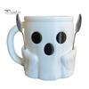 Creative Birthday Surprise Gift Halloween Ghost Ice Cream Pint Holder, Dual Spoon Slot And Theme Drinkware Handle Design Durable PLA Leak-Proof