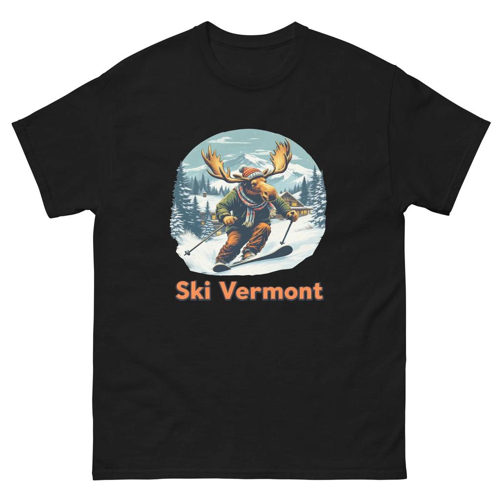 Ski Vermont Moose Skiing Skier Animal T-Shirt