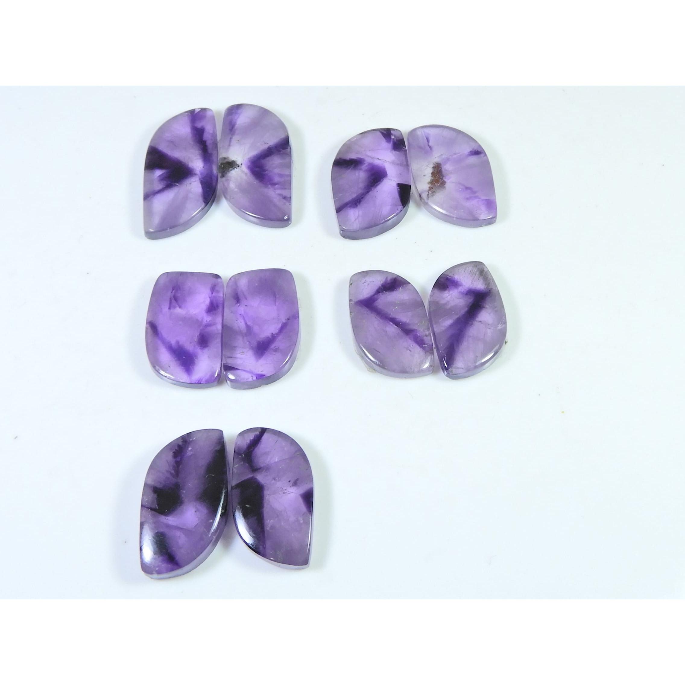 20-27MM Natural Amethyst Lace Matched Pair Fancy Loose Gemstone 5 Pair Lot C-979
