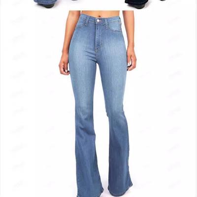 Jeans Micro-largos de Verão Femininos de Cintura Alta Primavera e Outono Calças Largas Finas Longas Evasê