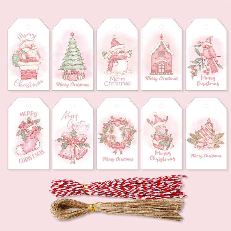 50 STÜCKE Weihnachtsgeschenkanhänger Papieretikettenkarten 2024 Navidad Noel Geschenkverpackungsdekoration Weihnachtsbaumhängeornamente 2025 Neues Jahr