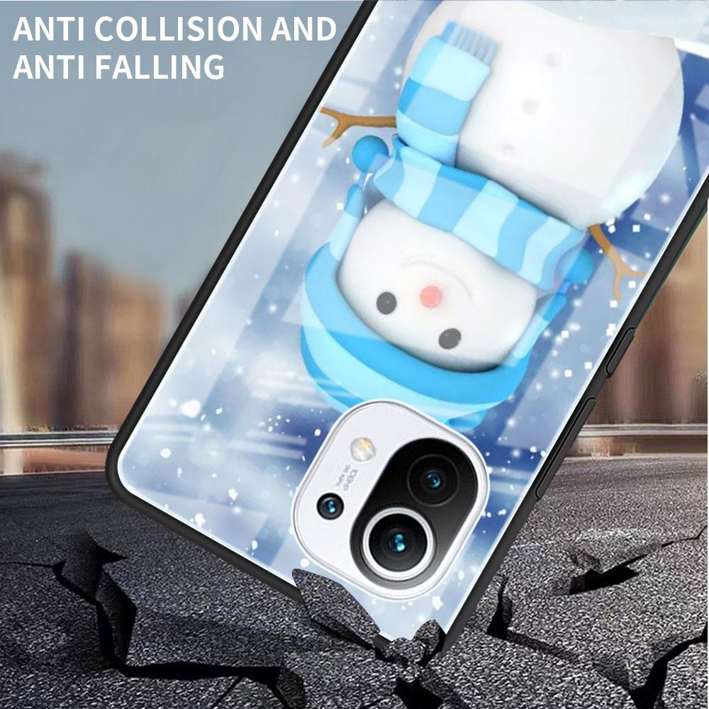 Kreslený Sněhulák Vánoční Skleněný Kryt pro Xiaomi Poco X3 NFC 11 Lite 11T F3 M3 Redmi Note 11 10 9 8 Pro 10S 9S 9A 9C Kryt na Telefon