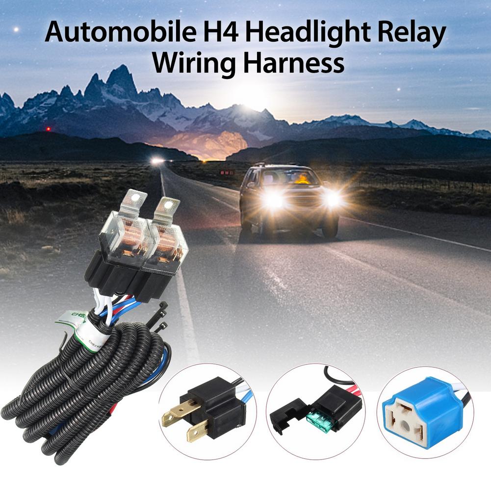 H4 LED Hovedlyspæreforsterker Relé Ledningsnett Pluggsett Bil Hovedlysforsterker med Reléforsterker Lysstråle