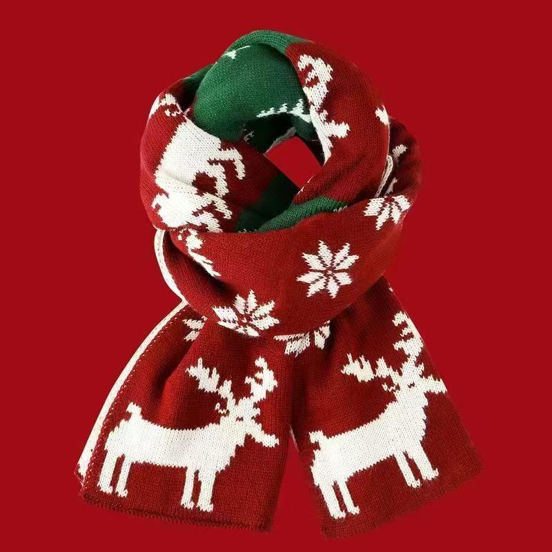 New Christmas Scarf Women's Versatile White Imitation Cashmere Elk Scarf New Red Scarf
