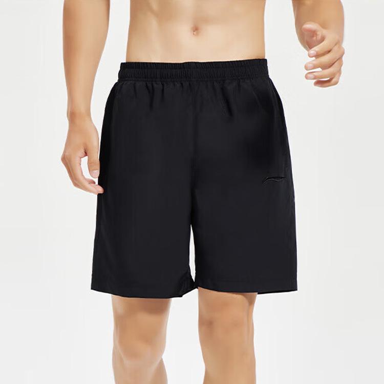 Li Ning Logo Print Elastic Loose Shorts Men Shorts Black YKST067-1