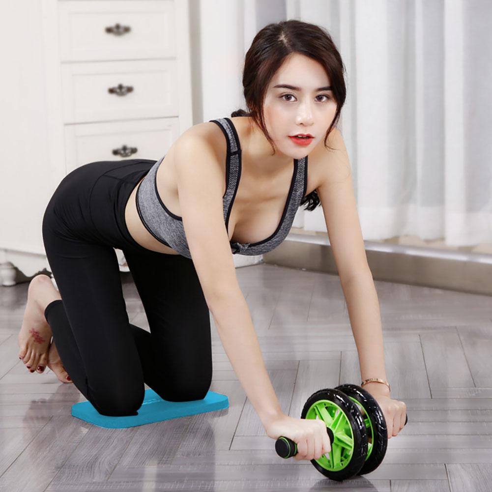 2 Wheels Abdominal Roller With Floor Mat Wear-resistant Anti-skid Home Fitness Exercise Training Equipment