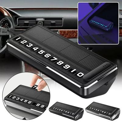1PC Solar Car Phone Number Plate Led Lighting Temporary Parking Card Hidden Plates Car Park Stop Multiple Number Parking Gadgets