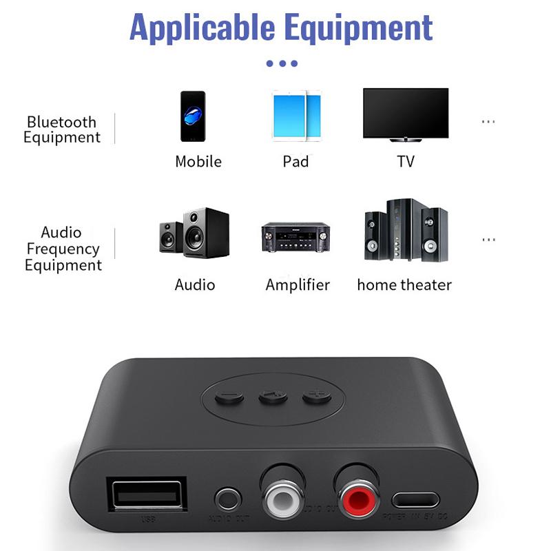 B21 Bluetooth-compatible 5.0 Audio Receiver U-Disk RCA 3.5mm AUX Jack Stereo Music Adapter