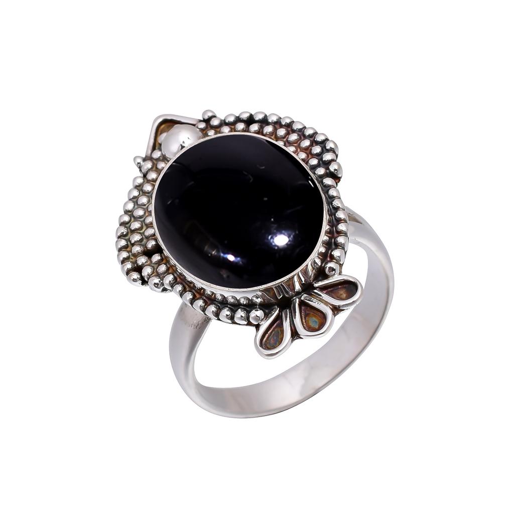 Black Onyx - Brazil 925 Sterling Silver Ring V5679, Black Ring, Oval Ring, Valentin's Day Gift, Gift For Her, Birthday Gift, Handmade Jewelry, Silver