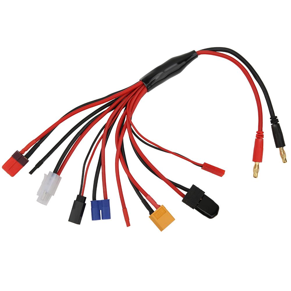 4.0mm Banana Connector 8 in 1 MultiFunction Charger Adapter for RC Chargers RC Batteries(Black and Red)