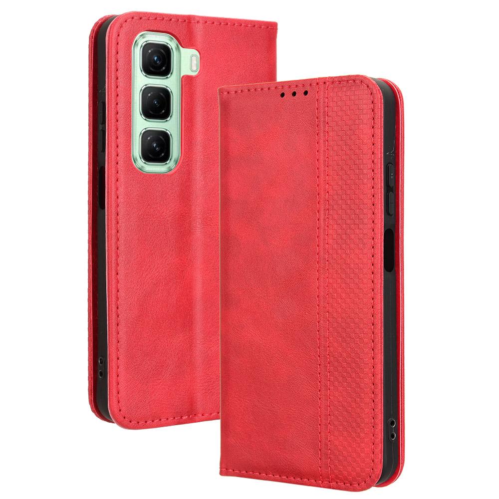 For Infinix Hot 50 4G Leather Case Wallet Stand Retro Texture Phone Cover