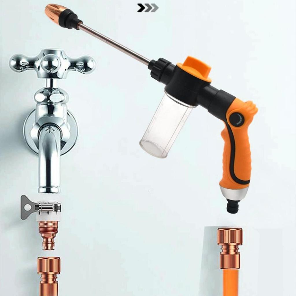 Water Hose Nozzle Heavy Duty Adjustable Powerful High Pressure Washer Sprayer Attachment For Car Washing Watering Plants