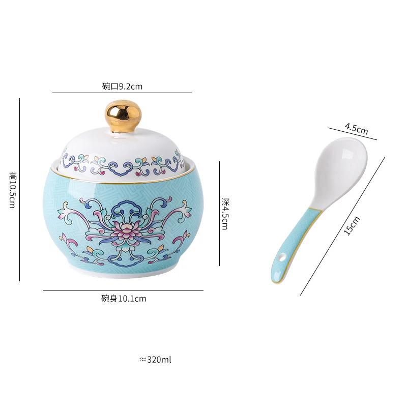 Retro Court Style Ceramic Soup Bowl Light Luxury Restaurant Dessert Yogurt Cup Delicious Dishes Soup Bowls Household Tableware