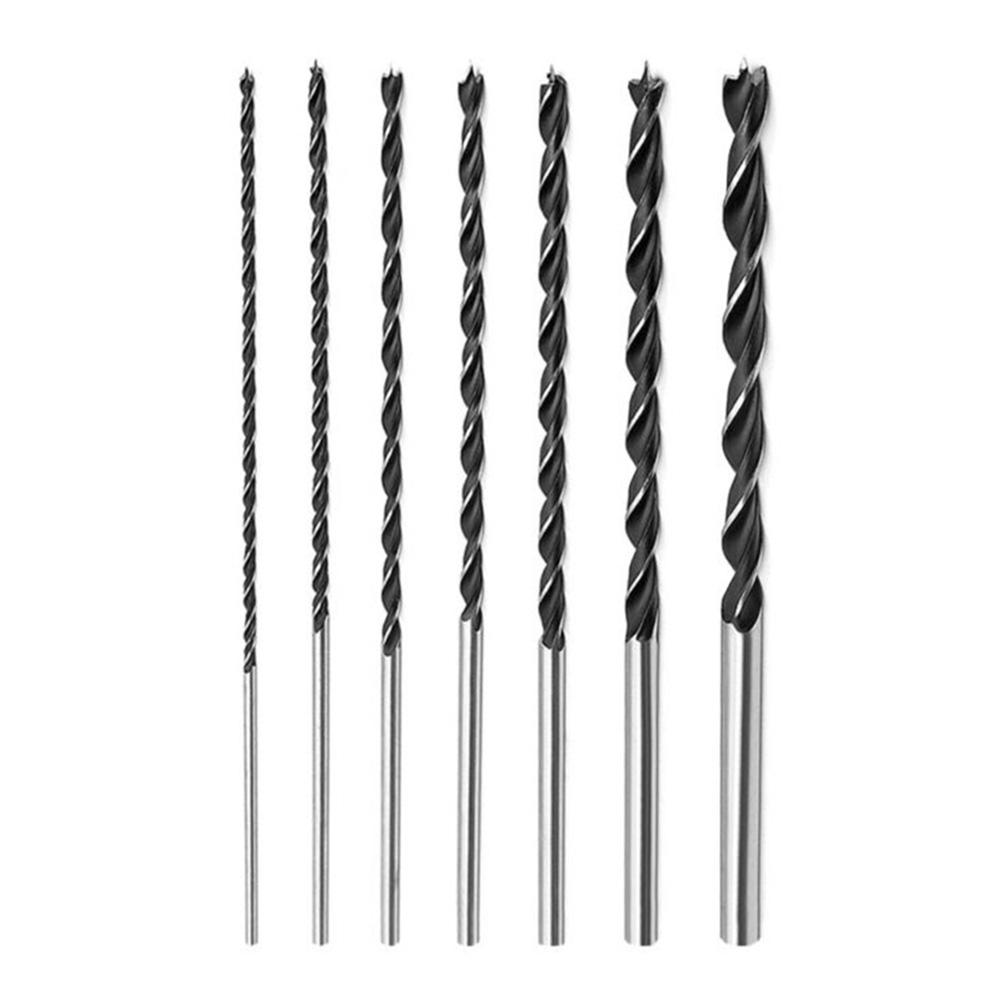 7PCS 300mm Wood Drill Bit Set 4-12mm Brad Point Round Shank For Hardwood Softwood Plastic Acrylic Drilling Tools