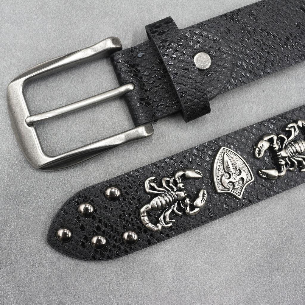 7-color 3D Scorpion Rivet Belt Punk Men's Belt Women's Snake Pattern Versatile Decorative Belt