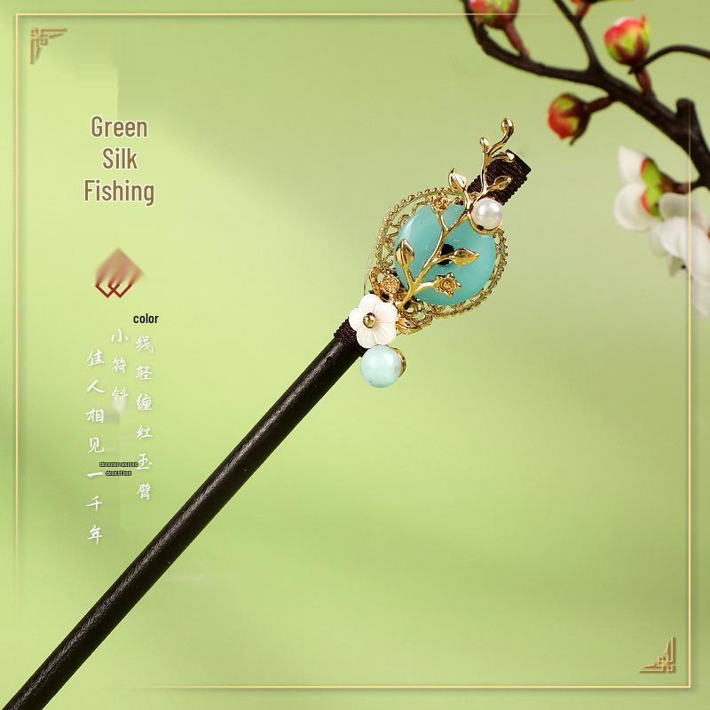 Vintage Quasten Haarnadel: Imitation Ebenholz Hanfu Accessoire