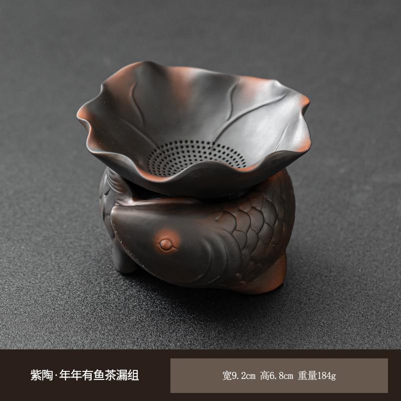 

Purple Pottery Fish Lotus Leaf Tea Separator Infusor Handmade Tea Strainer Dispenser Tea Maker Tea Filter Tea Services Ornaments