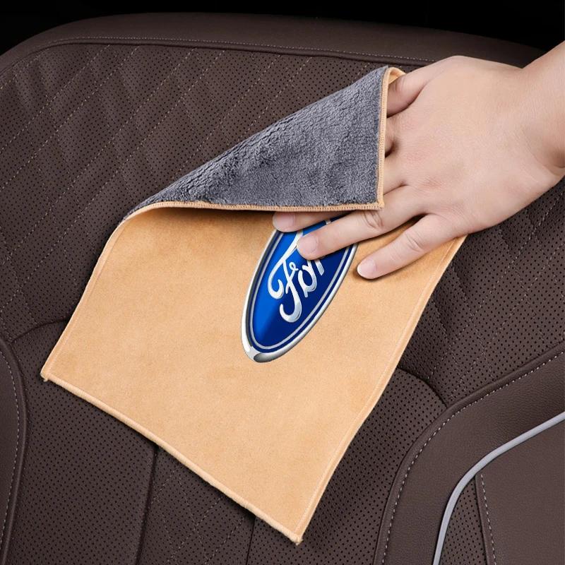Neues Auto-Wasch-Mikrofasertuch Auto-Emblem-Reinigung Trockentuch Tuch Auot Für Ford SMax CMax Kuga Escape Monde 4 Focus 3 Grand 2