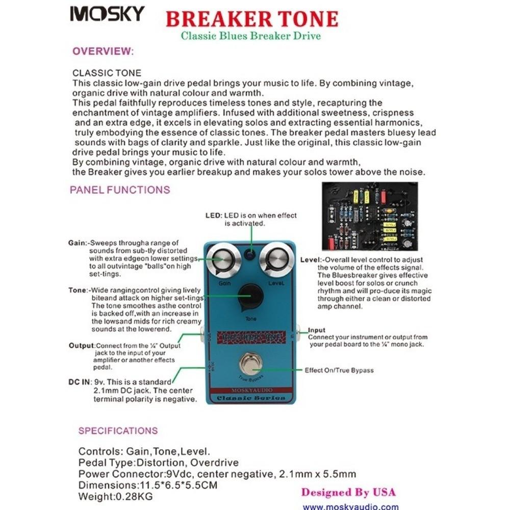 Aluminum Alloy Distortion Guitar Pedal Blue Breaker Pedal Overdrive Guitar Pedal  For Guitar