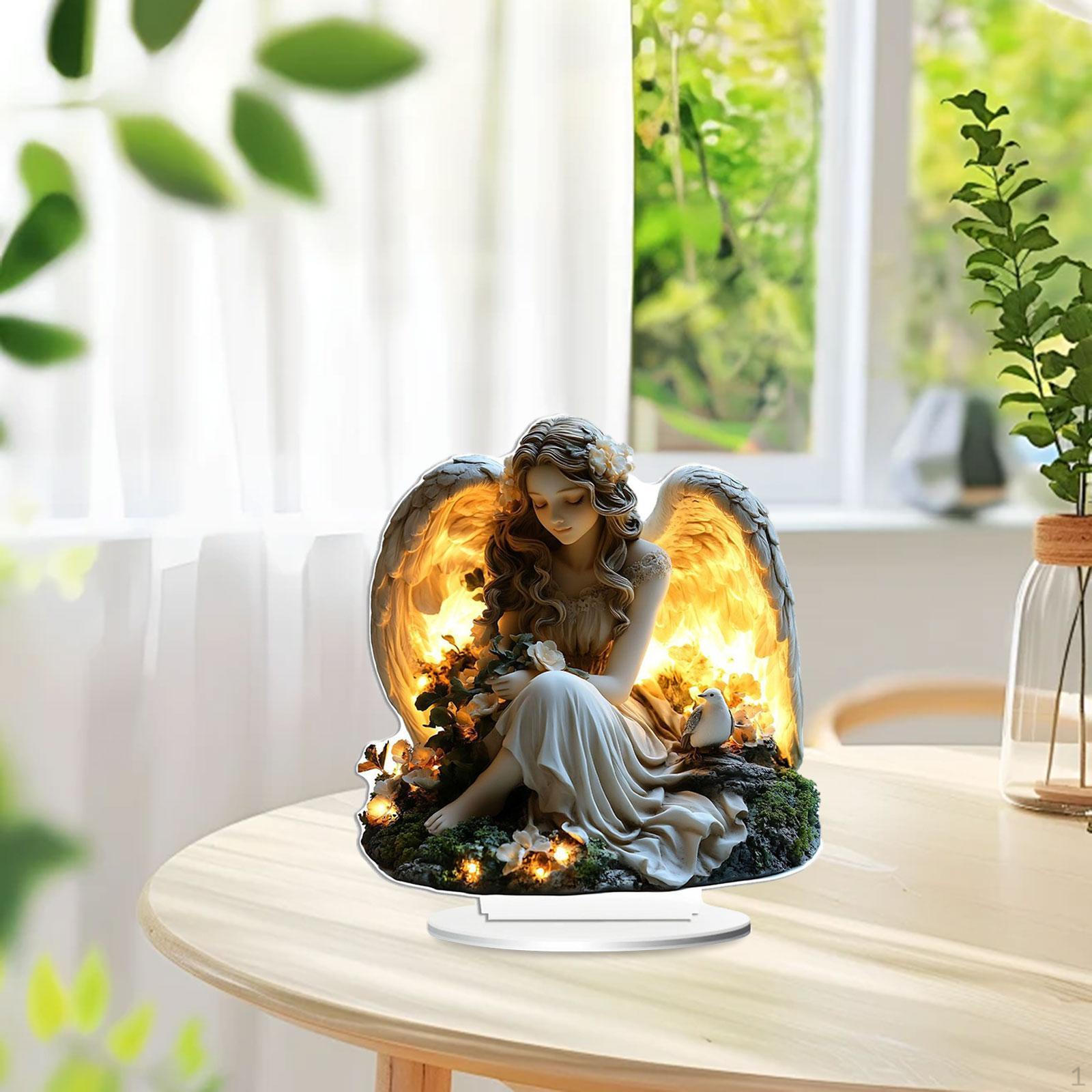 

Знак для украшения стола «Крылья ангела» 7x7,8 дюймов, легкий праздничный декор с водонепроницаемой подставкой Style B