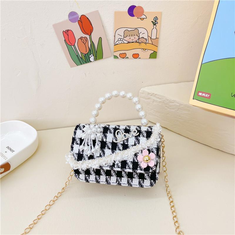 Simulated Pearl Chain Handbag Children Shoulder Bag Outdoor Trendy Crossbody Bag
