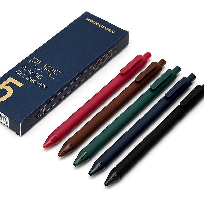 5pcs Vintage Color Pen Ballpoint Pure Plastic Gel Ink Roller Ball Pens for Writing Candy Gift A6696