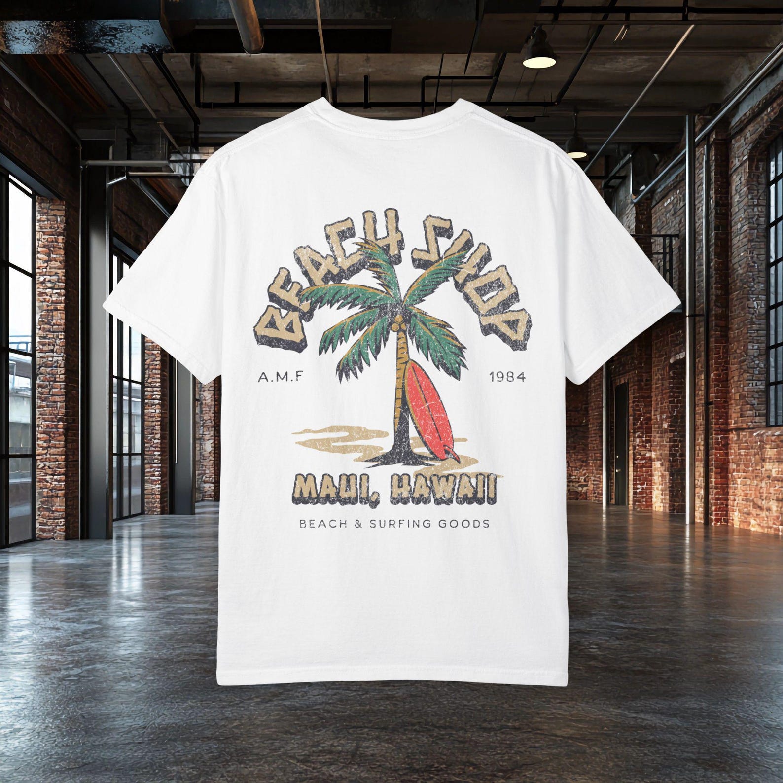 Summer Beach Club Maui Hawaii Shirt | Vintage Hawaii Surf Tee | Palm Tree Surfboard Shirt | Retro Surf T shirt| Hawaii Vacation Tee S