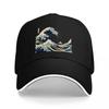 De Grote Golf bij Kanagawa Kunst Baseballpet Klassiek Japans Printontwerp Zwart Verstelbare Pet voor Unisex en Dames