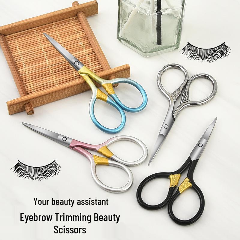 Curved Tip Stainless Steel Mini Eyebrow & Nose Hair Scissors - Compact Makeup Trimming Tool
