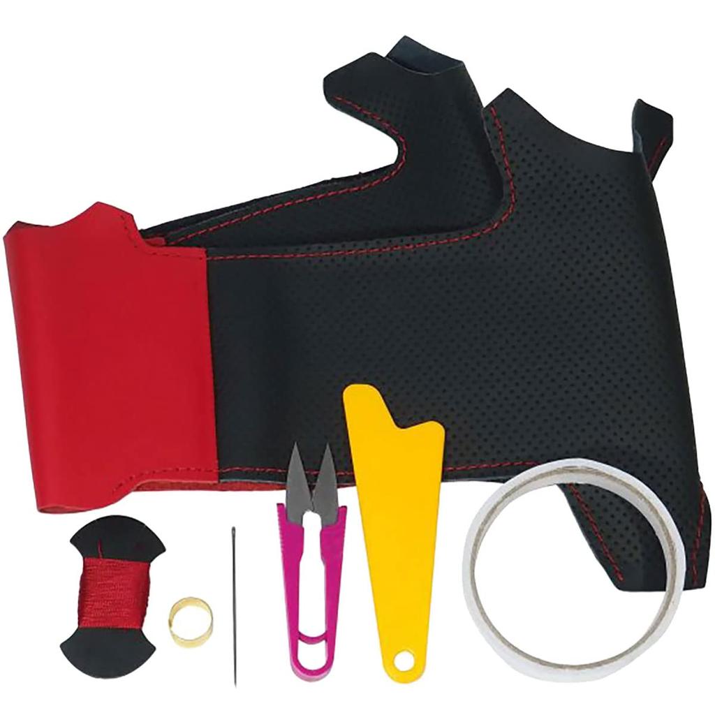 BS Design 1BS1H39 Leather Steering Wheel Wrap Kit for Honda Civic x (Red Red)