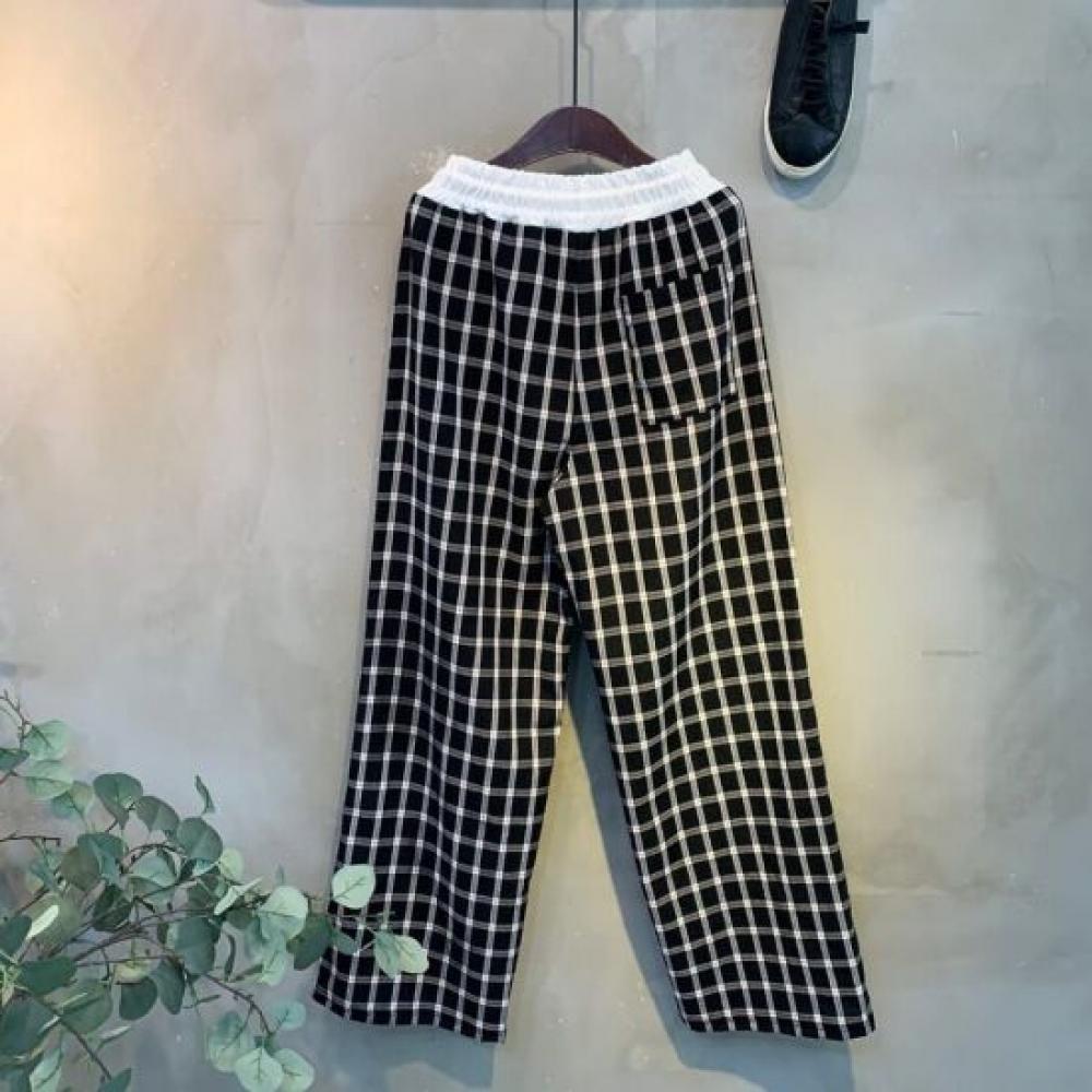 C S In The Room bandIng StrIng Wide pantS CabIn Square CheCk 2Color