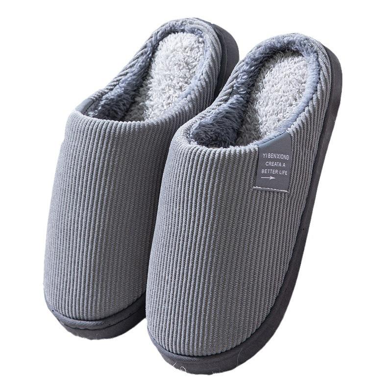 Cotton slippers autumn and winter indoor household home fleece non-slip slippers winter couple thick bottom warm
