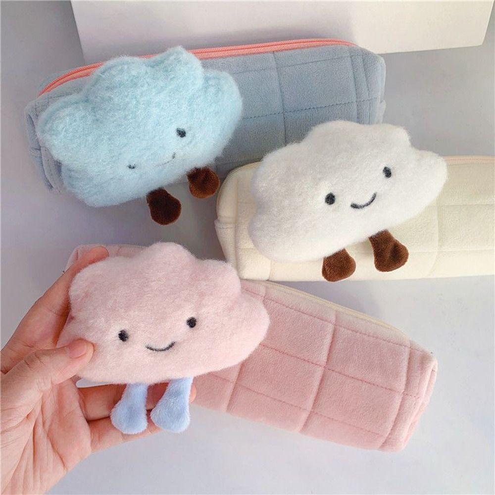 

Модный плюшевый пенал Kawaii сумка для хранения японская канцелярская сумка для ручек для мальчиков white-without brooch