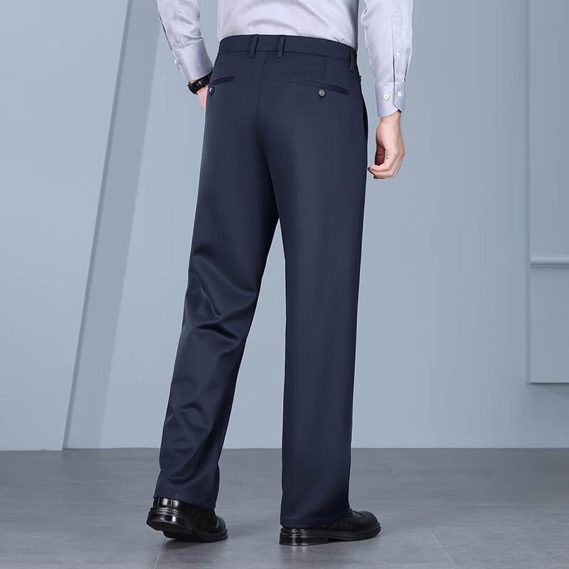 Men's Wool-Silk Blend Thickened Straight-Leg Trousers