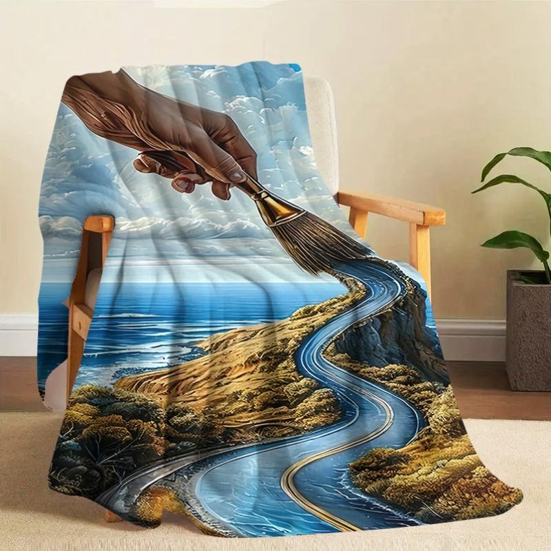 1Pc  New Retro Blanket With Dali Dreamy Print, Warm And Soft For Sofa, Bed, Car, Office, Camping, Travel - Perfect Gift For