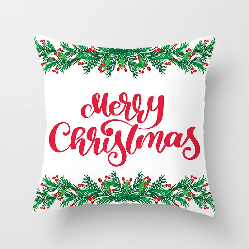 Merry Christmas Printed White Pillowcase  Style Cushion Cover Home Sofa Decoration