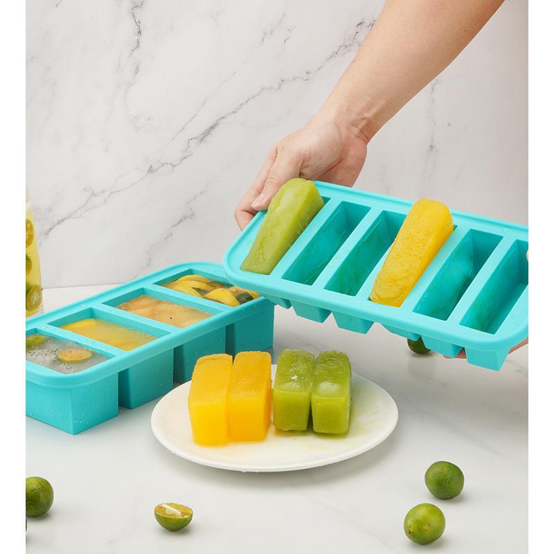 Silicone Freezer Mold with Lid Refrigerated Food Storage Box Food Box Silicone Ice Tray Mold Ice Box Crisper