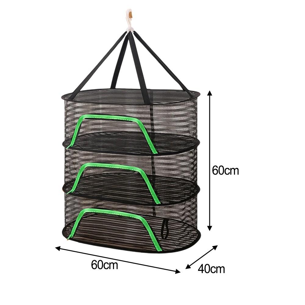 360° Roterende Haak Voedsel Droogrek Hangend Droognet Ademend Nylon Materiaal