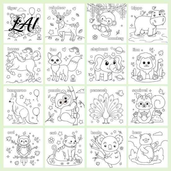 Compact Activity Book for Travel Children's Coloring Book with Cute Animal Theme Thick Paper Sketchbook Kids Preschool Painting Practice