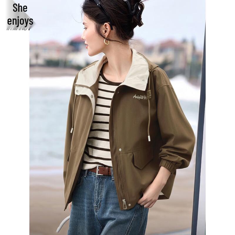 Women's Color Block Hooded Casual Jacket