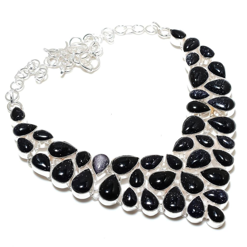 Natural Blue Sunstone Gemstone Handmade 925 Sterling Silver Electroform Necklace, Blue Sunstone Silver For Wife Unisex Pendant Party Wear Gifts