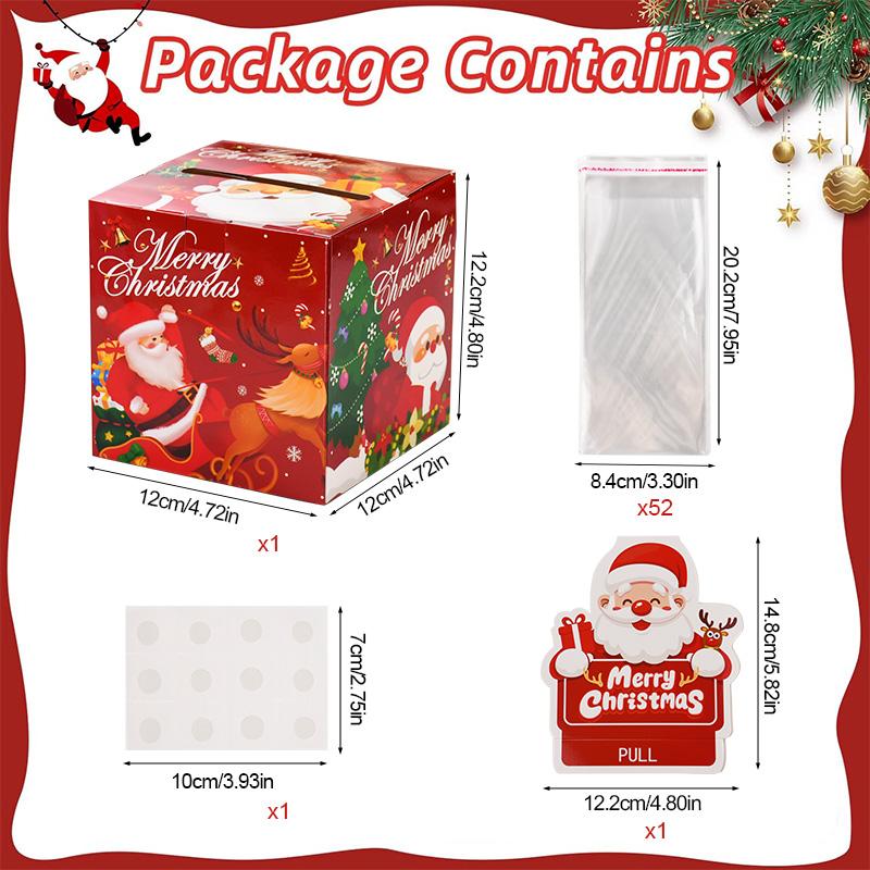 Christmas Money Gift Box Cash Pull Out Storage Box with 52 Transparent Bag Kids Christmas DIY Surprise Gift New Year Party Decor