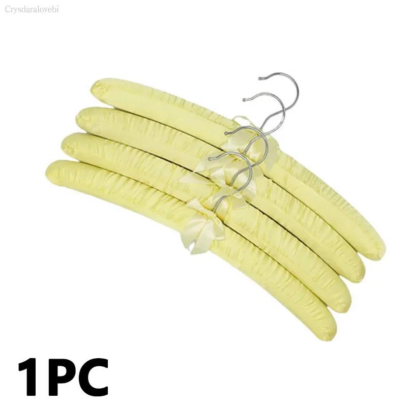 10PCS 38cm Satin Padded Hanger Silk Wrapped Clothes Hanger Hanging Silver Hook Sponge Hangers Clothes Shop Display Hangers