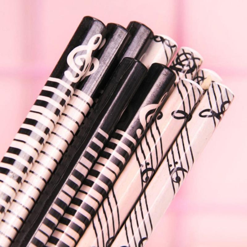 12Pcs Cute Music Notes Piano Hb Wooden Standard Pencils Students Painting Pencil