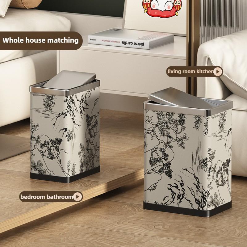 Bathroom Anti Odor Waste Bins Kitchen Garbage Bin Food Waste Disposal with Lid Stainless Household Living Room Paper Basket